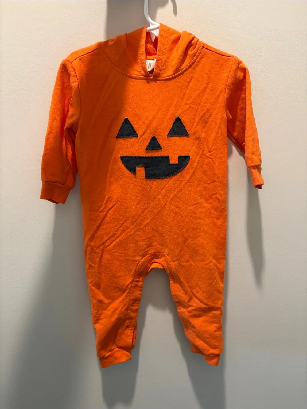 Cat & Jack Orange Pumpkin Face Hooded One-Piece